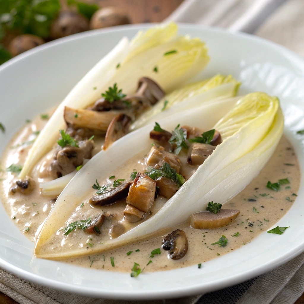 Endives à la crème et champignons